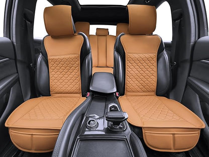 Elantrip Car Seat Cover Full Set Leather Car Seat Protector Universal fit for Most Cars SUVs and Trucks Water Proof Front and Rear Seat Protector Whiskey Color