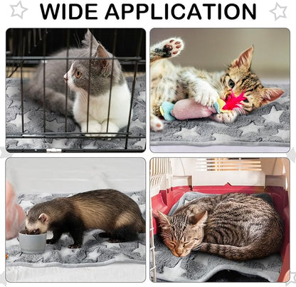 Tudomro 8 Pcs Guinea Pig Blankets Washable Small Pet Fleece Bedding Cage Liners Double Sided Pet Reusable Sleep Mat Pad Cover for Ferret Chinchilla Furniture Protection(Grey Star,16 x 24 Inch)