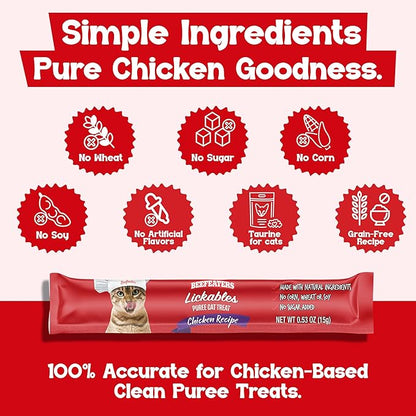 Beefeaters Chicken Pure Cat Treats 1.59oz (12 Pack) | Lickable Squeeze Tube Treats, Grain-Free, No Added Sugar, Real Chicken, Taurine-Enriched, Ideal for Bonding, Seniors, Toppers & Everyday Treating