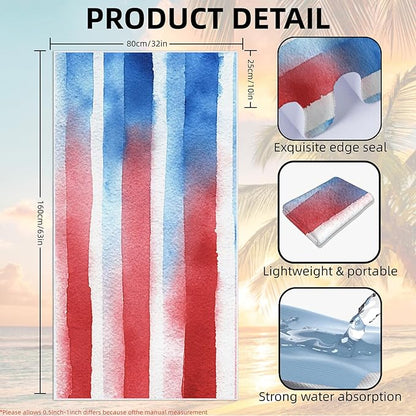 2 Pack Car Towel Seat Covers with Storage Bag, Multifunctional Towel for Gym Outdoor Sport, Picnic, Beach, Pet Dog Travel,Non-Slip Washable Car Seat Protector (Flag Stripes)