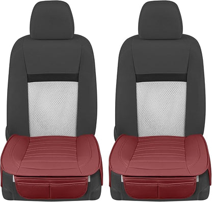 Motor Trend Faux Leather Front Seat Cover for Cars - Set of 2 Burgundy Front Car Seat Covers for SUV & Truck with Storage Pockets - Automotive Car Seats Cover Protector - Bottom Cushion Coverage Only