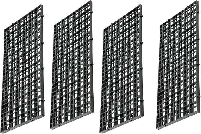 Aquarium Fish Tank Bottom Isolation 4 Pcs, Plastic Egg Crate Grid Divider Tray Egg (S 4pcs Black)