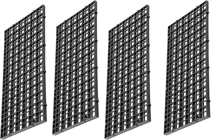 Aquarium Fish Tank Bottom Isolation 4 Pcs, Plastic Egg Crate Grid Divider Tray Egg (S 4pcs Black)