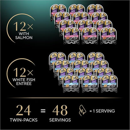 Sheba Perfect Portions Wet Cat Food Pate, Sustainable Salmon and Tender Whitefish & Tuna Entree, Cat Food Wet Recipe Variety Pack, 2.6 oz. Twin-Pack Trays (12 Count, 24 Servings) (Pack of 2)