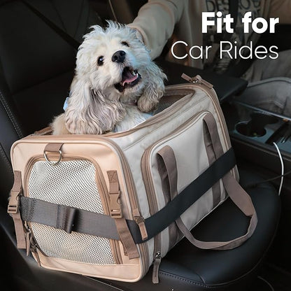 FUKUMARU Cat Carrier, 18x11x11 Expandable Soft Cat Travel Carrier, Ventilate Airline Approved Dog Carrier, Durable Small Dog Carrier with Anti-Scratch Mesh, Escape-Proof Pet Carrier for Cat, Pink