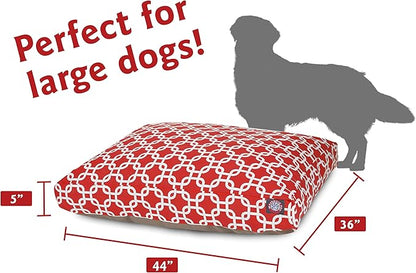 Red Links Large Rectangle Indoor Outdoor Pet Dog Bed With Removable Washable Cover By Majestic Pet Products