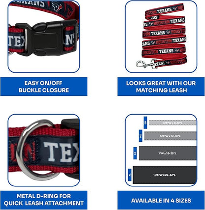 NFL PET Collar Houston Texans Dog Collar, Medium Football Team Collar for Dogs & Cats. A Shiny & Colorful Cat Collar & Dog Collar Licensed by The NFL