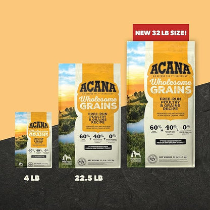 ACANA Wholesome Grains Dry Dog Food Free-Run Poultry & Grains Recipe with Cage-Free Eggs 4lb Bag