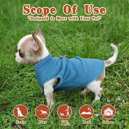 Sleeveless Pullover Fleece Vest for Small Dogs: Cozy Polyester Dog Jacket, Tank Top Sweater with Leash Ring and Armholes, Crisp, Warm, and Easy-to-Wear Design for Everyday Comfort Lake Blue XL