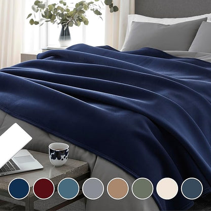 Vellux Original Queen Blanket - Soft Nylon Insulated Blanket for Bed Couch - Lightweight Machine Washable All Season - Pet Friendly Durable Wont Pill or Lint - 90x90 – Navy