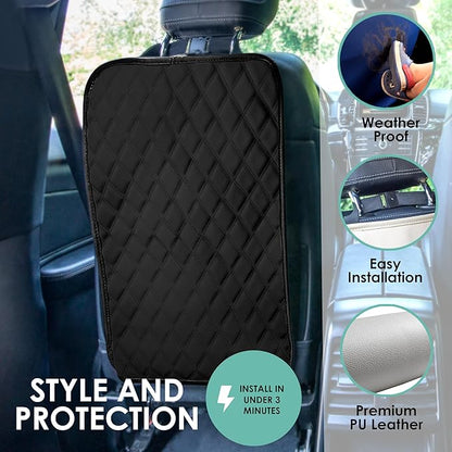FH Group Faux Leather Auto Seat Back Kick Protectors –2 Pack Diamond Stitched Back Seat Protector for Driver and Passenger Seat, Waterproof, Easy to Clean