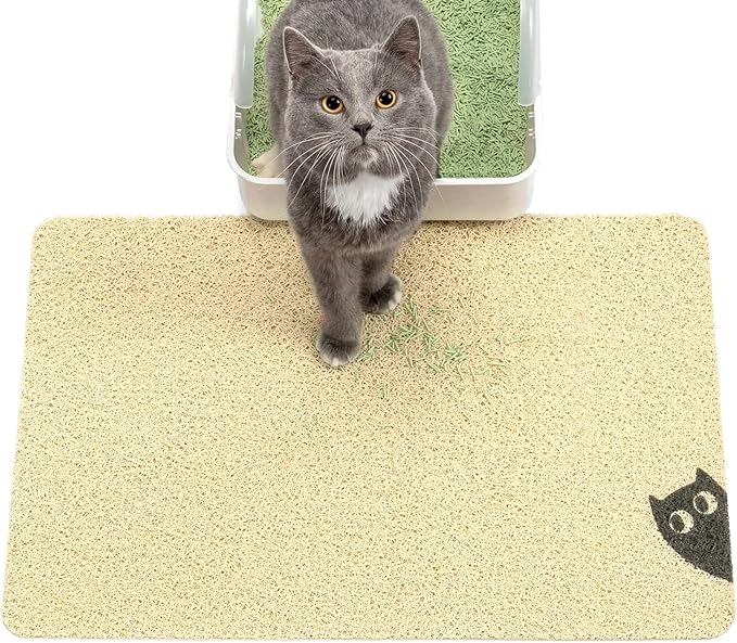 Conlun Cat Litter Mat Litter Trapping Mat, Premium Durable PVC Cute Cat Litter Box Mat, Non-Slip, Less Waste Kitty Litter Mat, Soft on Kitty’s Paws, 24”x 17” cat matts for litter