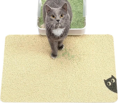 Conlun Cat Litter Mat Litter Trapping Mat, Premium Durable PVC Cute Cat Litter Box Mat, Non-Slip, Less Waste Kitty Litter Mat, Soft on Kitty’s Paws, 24”x 17” cat matts for litter