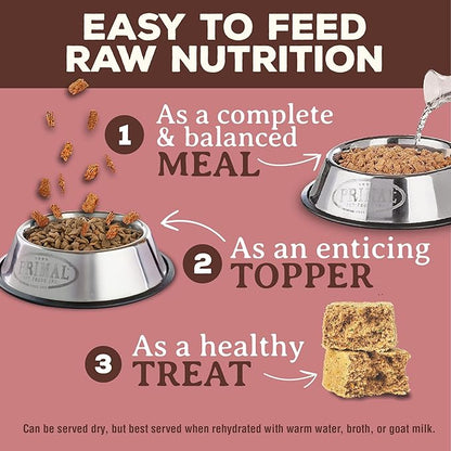 Primal Freeze Dried Raw Dog Food Nuggets, Turkey & Sardine Complete & Balanced Meal, Also Use as Topper or Treat, Premium, Healthy, Grain Free, High Protein Raw Dog Food, 30 oz