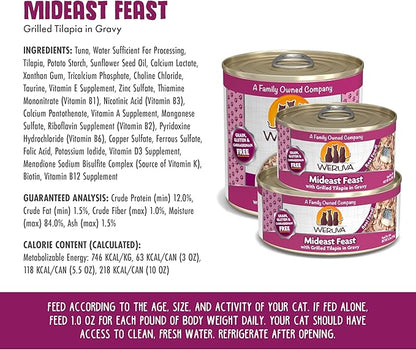 Weruva Classic Cat Food, Mideast Feast with Grilled Tilapia in Gravy, 5.5oz Can (Pack of 24)