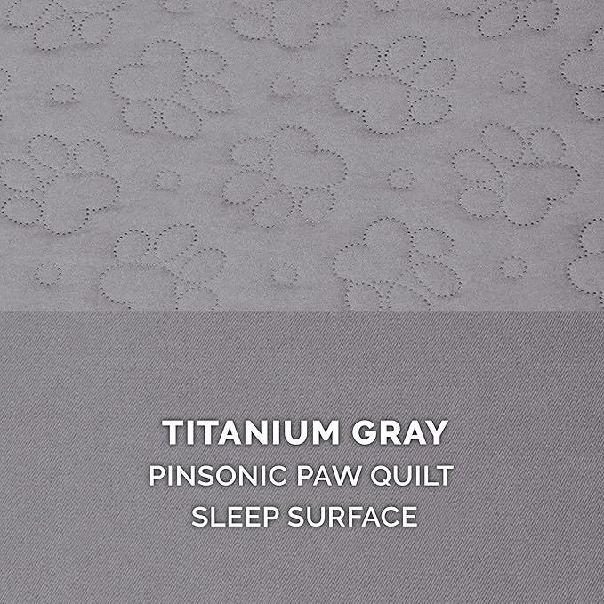 Furhaven Orthopedic Dog Bed for Large/Medium Dogs w/ Removable Bolsters & Washable Cover, For Dogs Up to 55 lbs - Pinsonic Quilted Paw L Shaped Chaise - Titanium, Large