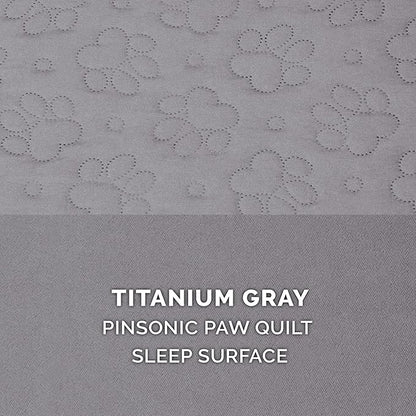 Furhaven Orthopedic Dog Bed for Large/Medium Dogs w/ Removable Bolsters & Washable Cover, For Dogs Up to 55 lbs - Pinsonic Quilted Paw L Shaped Chaise - Titanium, Large