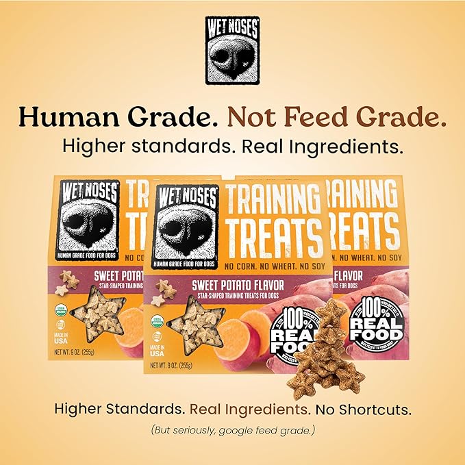Wet Noses Training Treats – All-Natural, Human-Grade, Non-GMO, Healthy Training & Delicious Snacks for Dogs, for All Dog Sizes & Breeds – Sweet Potato, 14oz (2 Pack)