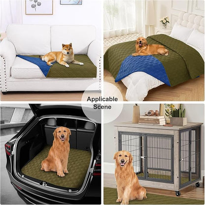 Smiry Reversible Waterproof Couch Covers for Sofa, Washable Dogs Pet Couch Covers for 3 Cushion Sofa Pet Friendly, Water Resistant Furniture Protector Slipcover, Geometric (82"x82", Green/Navy)
