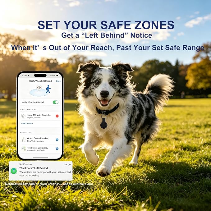 GPS Tracker for Dogs, Works with Apple Find My App, 365-Day Battery Life, No Monthly Fee, No SIM Card, IP67 Waterproof Anti-Lost Tag for Cats, Keys & All Personal Valuables