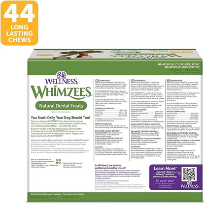 Wellness WHIMZEES Value Pack Dog Dental Treat, Chews, Freshens Breath, Medium Size, 46.6 oz Box, 44 Count