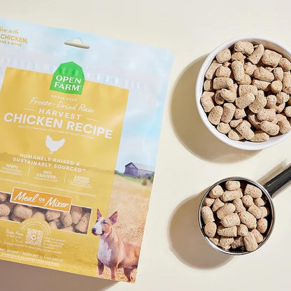 Open Farm, Freeze Dried Raw Dog Food, Morsels with 95% Meat, Organs & Bone, Organic Produce & Superfoods, Complete Meal or Freeze Dried Dog Food Topper, Chicken Recipe, 31.5oz Bag
