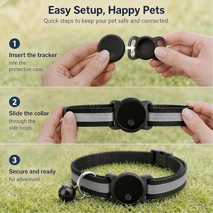 GPS Tracker for Dogs & Cats, No Monthly Fee, No SIM Card, Real-Time Positioning & Smart Anti-Lost Alerts,Mini Waterproof Drop-Proof Pet Tracker,Long Battery Life,for iOS Find My【Apple MFi Certified】 ﻿