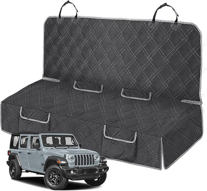 Dog Car Seat Cover Compatible with Jeep Wrangler 4 Door 2007-2025, Waterproof Pet Bench Seat Cover for Back Seat, 600D Heavy Duty Scratch Proof Nonslip Truck Seat Covers for Dogs
