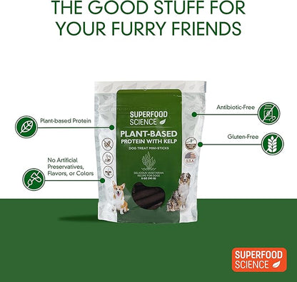 Hypoallergenic Healthy Dog Treats: Plant-Based Vegetarian Dog Snacks w/ Kelp, Sweet Potato, Chia, Flaxseed, Coconut Oil for Skin & Coat, Grain & Gluten-Free Vegan Protein Dog Treats Training, 5 oz