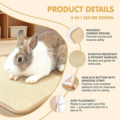 Rabbit Toys & Bunny Scratch Pad, Natural Sisal Nesting Pad Rabbit Scratching Pad for Indoor Cage, 2-in-1 Rabbit Bedding Mat & Chew Toy for Teething & Play, Helps Nail Health (2PCS, 16x12in)