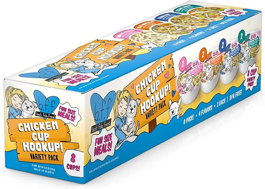Weruva Best Fido Friend Fun Size Meals for Dogs, Chicken Cup Hookup Variety Pack, 2.75oz Cup, Pack of 8