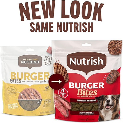 Nutrish Burger Bites Beef Recipe with Bison Premium Dog Treats, 30 oz. Pouch (Rachael Ray)