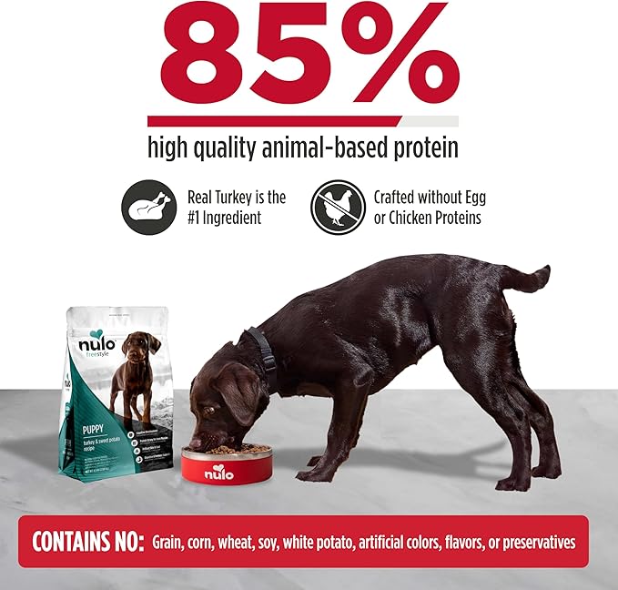 Nulo Freestyle Puppy Food - Turkey & Sweet Potato, Grain Free Dog Food Dry for Puppies, Natural, High Protein Kibble with Probiotics, DHA & Omega 3 Fatty Acids for Small and Medium Breeds, 26lb Bag