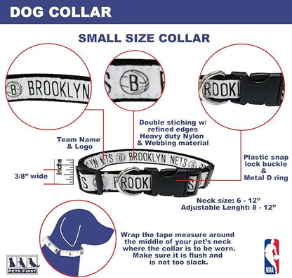 Pets First NBA PET Collar BROOKLYN NETS Dog Collar, Size Small Basketball Team Collar for Dogs & Cats. A Shiny & Colorful Dog & Cat Collar Licensed by the NBA