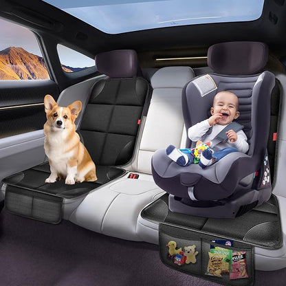 Car Seat Protector for Child Car Seat, 600D Fabric Safe Car Seat Cover with Upgraded Non-Slip Backing, Waterproof Seat Protector Under Baby Car Seat with Thick Padding