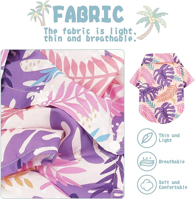 Hawaiian Dog Shirt – Lightweight and Breathable Summer T-Shirt with Tropical Prints, Fun Beach Outfit for Small, Medium, and Large Dogs, Perfect for Hot Days and Outdoor Vacation.Palm Leaves M