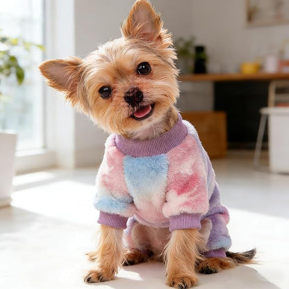 Dog Sweaters for Small Dogs Girl Dog Clothes Fleece Small Dog Pajamas Female Warm Dog Pjs Soft Dog Onesie Heart Chihuahua Clothes Pink Pet Puppy Pajamas, XXS