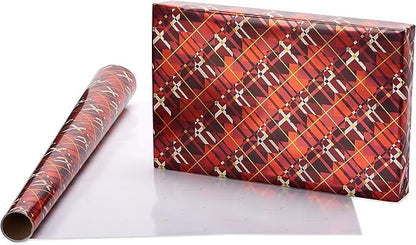 Papyrus Holiday Foil Wrapping Paper, Red Argyle, Pine Trees and Doves (2 Pack), 6392753