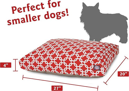 Red Links Small Rectangle Indoor Outdoor Pet Dog Bed With Removable Washable Cover By Majestic Pet Products