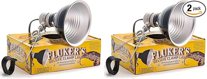 Fluker's Clamp Lamp, Heavy Duty, 75-Watt Maximum | On/Off Switch | 5.5" Diameter | Pack of 2 | UL/CUL Approved