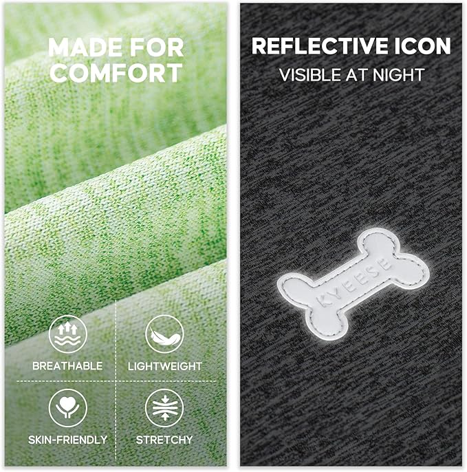 KYEESE 2Pack Dog Shirt, Lightweight Sun Protection Sleeveless Dog T Shirts for Small Dogs, Breathable Pet Reflective Tank Top Summer Dogs Clothes for Outdoor Walking, Green+Grey, M