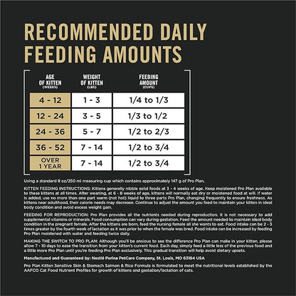 Purina Pro Plan Sensitive Skin and Stomach Kitten Food Salmon and Rice Formula 3.5 Pound (Pack of 1)