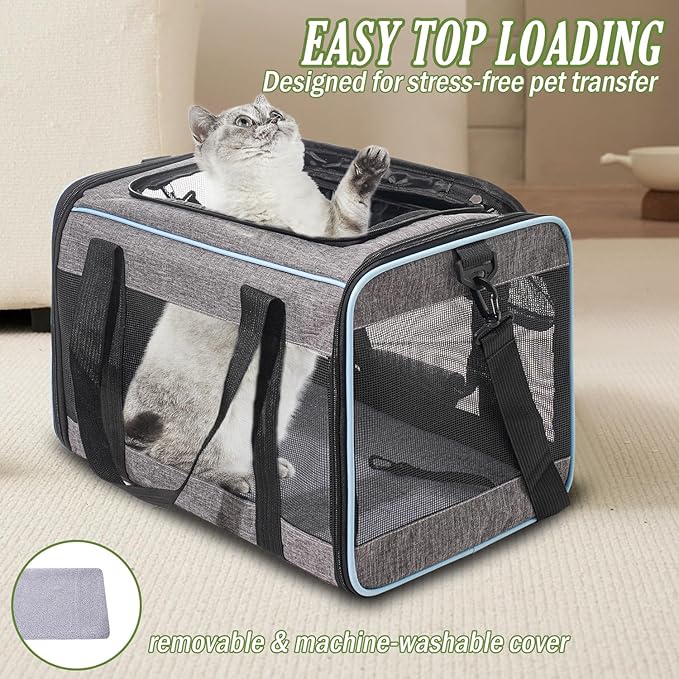 Vivicreate Cat Carrier Airline Approved, Soft Sided Pet Carrier for Small Medium Cats Dogs Puppies Up to 15 lbs, Collapsible Dog Carrier with Shoulder Strap, Waterproof Travel Carrier