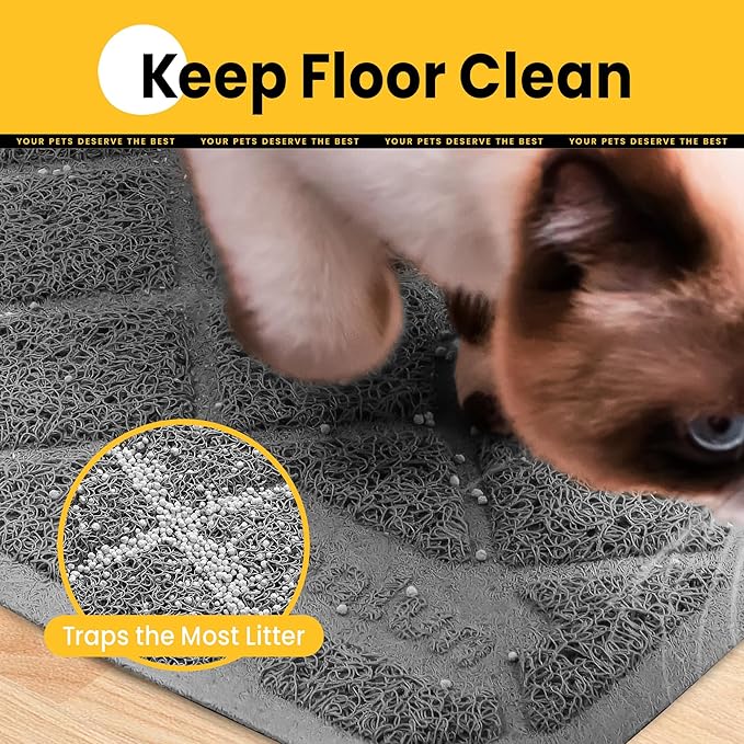Conlun Cat Litter Mat Litter Trapping Mat, 30" x 20" Premium Durable PVC Grid Mesh with Scatter Control, Non-slip, Less Waste Cat Litter Box Mat, Soft on Kitty’s Paws, Urine Waterproof
