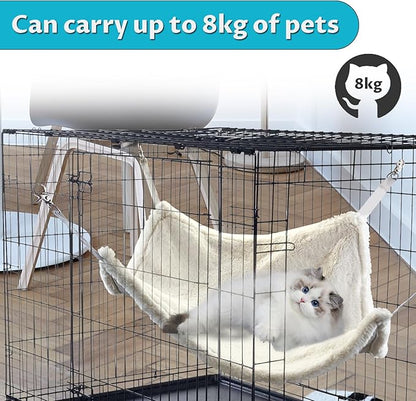 Andiker Cat Hammock, Reversible Cat Cage Hammock with Metal Hooks for Cats for Sleeping and Playing, 21.6 * 18.9 Inches Double-Sided Hanging Cat Bed to Hang in Cages or Under Chairs (Large)