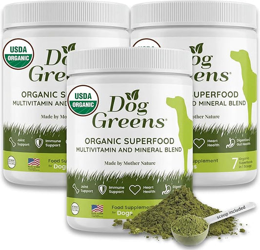 Superfood Supplement for Dogs (12 oz) Organic Human-Grade Ingredients, Vitamins, Minerals, Antioxidants and Fibre Rich for Optimal Digestion, Shiny Coat and Better Health (3 Pack)