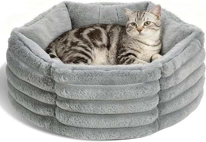 Small Dog Bed for Small Dogs, Cat Beds for Indoor Cats, Pet Bed for Puppy and Kitty, Extra Soft & Machine Washable with Anti-Slip & Water-Resistant Oxford Bottom, Grey, 20 inches