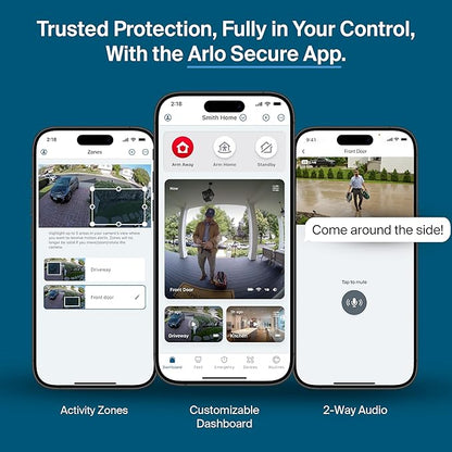 Arlo Pro Security Camera 2K HDR (6th Gen, 2025 Release) Wireless Outdoor Camera, 4 Cam with 6-Month Secure Plus Subscription