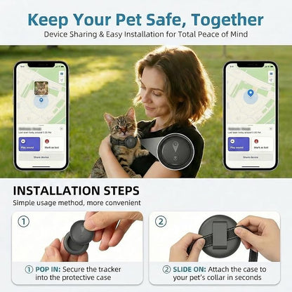 GPS Pet Tracker for Dogs & Cats, Smart Collar with Real-Time Location | No Monthly Fee, Activity Monitoring, Adjustable Reflection Strap, Find My Compatible, Lightweight Wear, Plug And Play