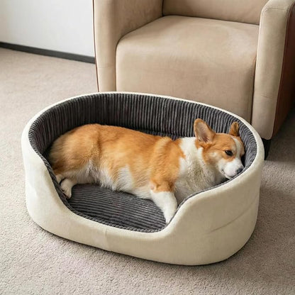 Small Dog Bed Cat Bed 16x20 Inch, Calming Pet Bed for Puppies, Teacup Dogs & Kittens, Half-Enclosed Open-Top Velvet Anti-Anxiety Bed, Machine Washable Cozy Snuggle Bed (White)